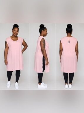 CLEO SLEEVELESS SIDE SPLIT CHIFFON TUNIC - PINK SIZE 3X (NEW WITH TAGS) A19